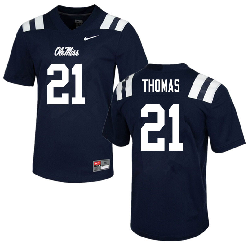 Damarcus Thomas Ole Miss Rebels NCAA Men's Navy #21 Stitched Limited College Football Jersey CDT7358PY